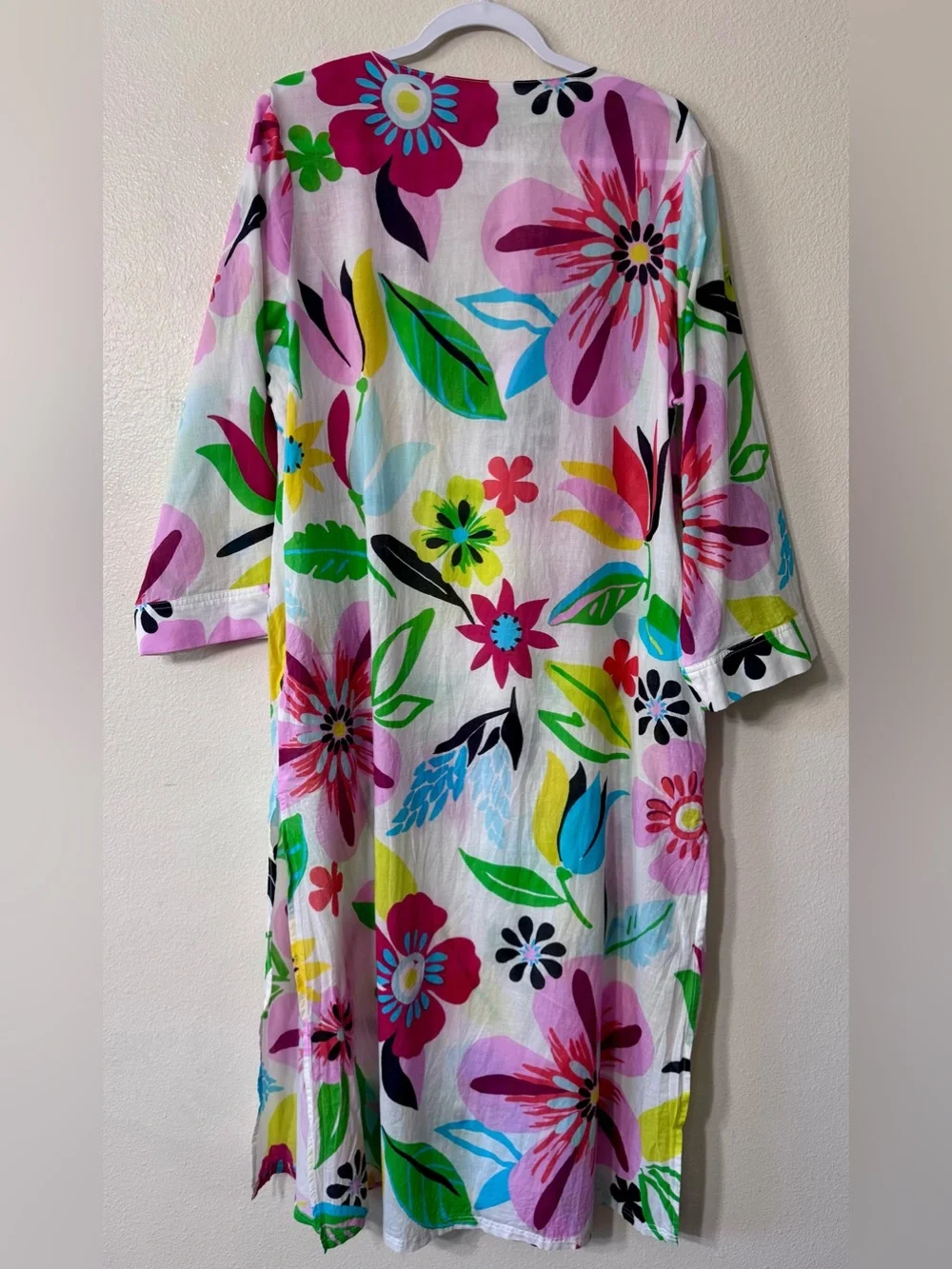 Kate Spade New York Floral Beach Cover Up Caftan Tunic XL 100% Cotton
